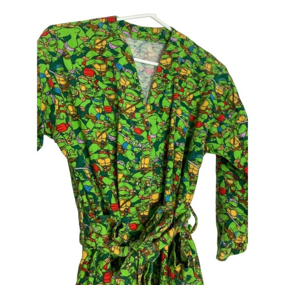 Handmade Robe Flannel Tie Boys L XL Belted Multicolor Teenage Mutant Ninja Turtl - Picture 2 of 3